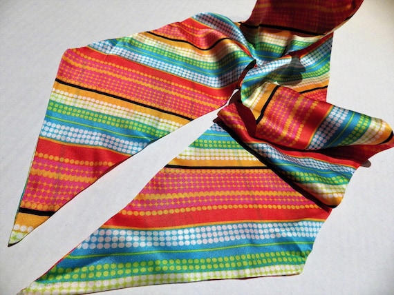 1980s Silk Scarf Sash Headband Tie Multi Color Stripes  display picture 1