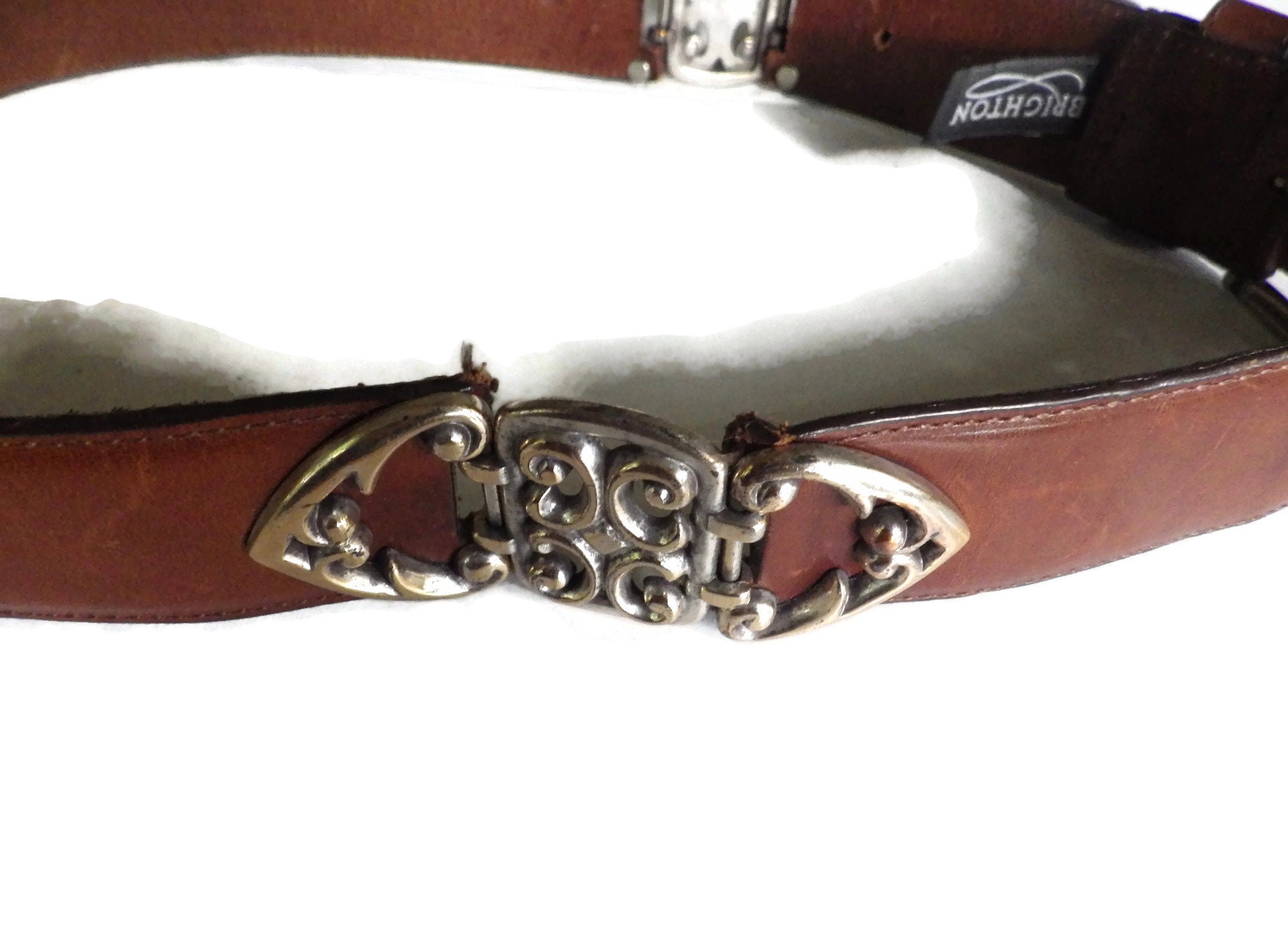 soldVintage Full Grain Leather Brighton Belt Vintage 90s BRIGHTON Belt M / L Brown Leather Waist Belt  main image 2