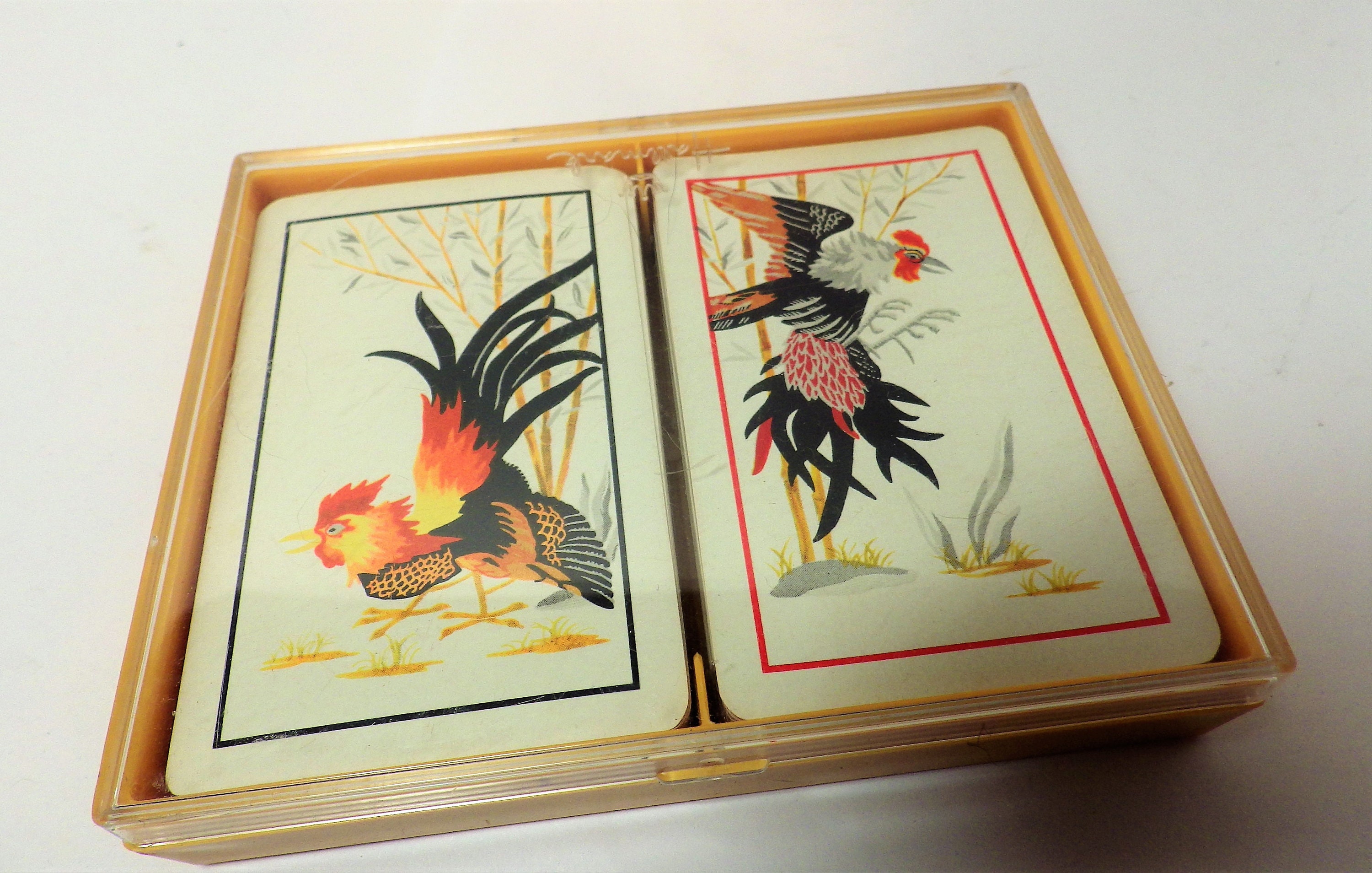 Vintage Playing Cards Bridge Set Two Decks Boxed Exotic Fancy Etsy