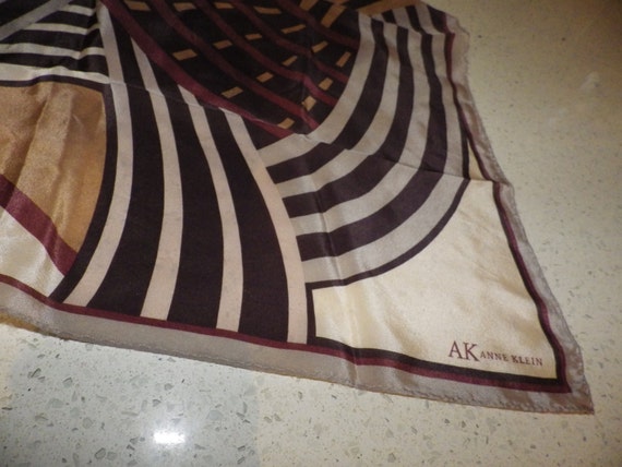 1970s Vintage AK Anne Klein Silk Scarf/ Brown Abs… - image 4