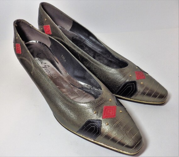 pewter low heel evening shoes