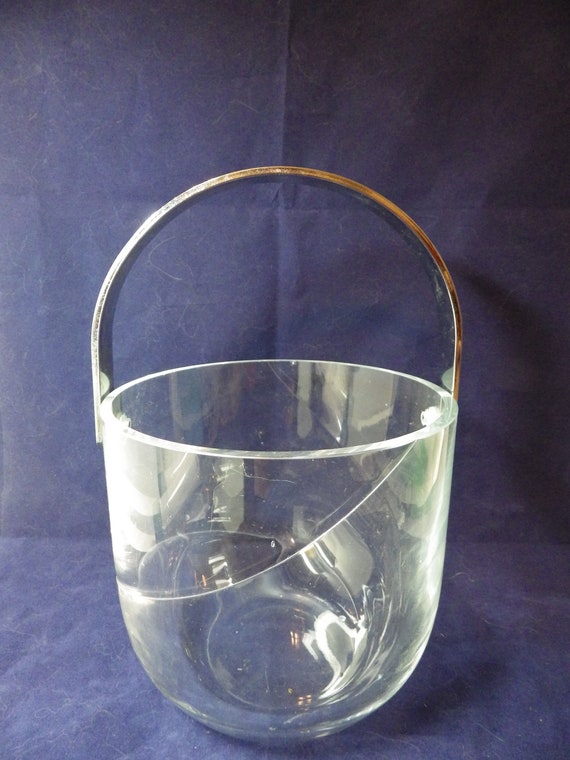 Vintage Contemporary Glass Ice Bucket Spiral Cut … - image 5