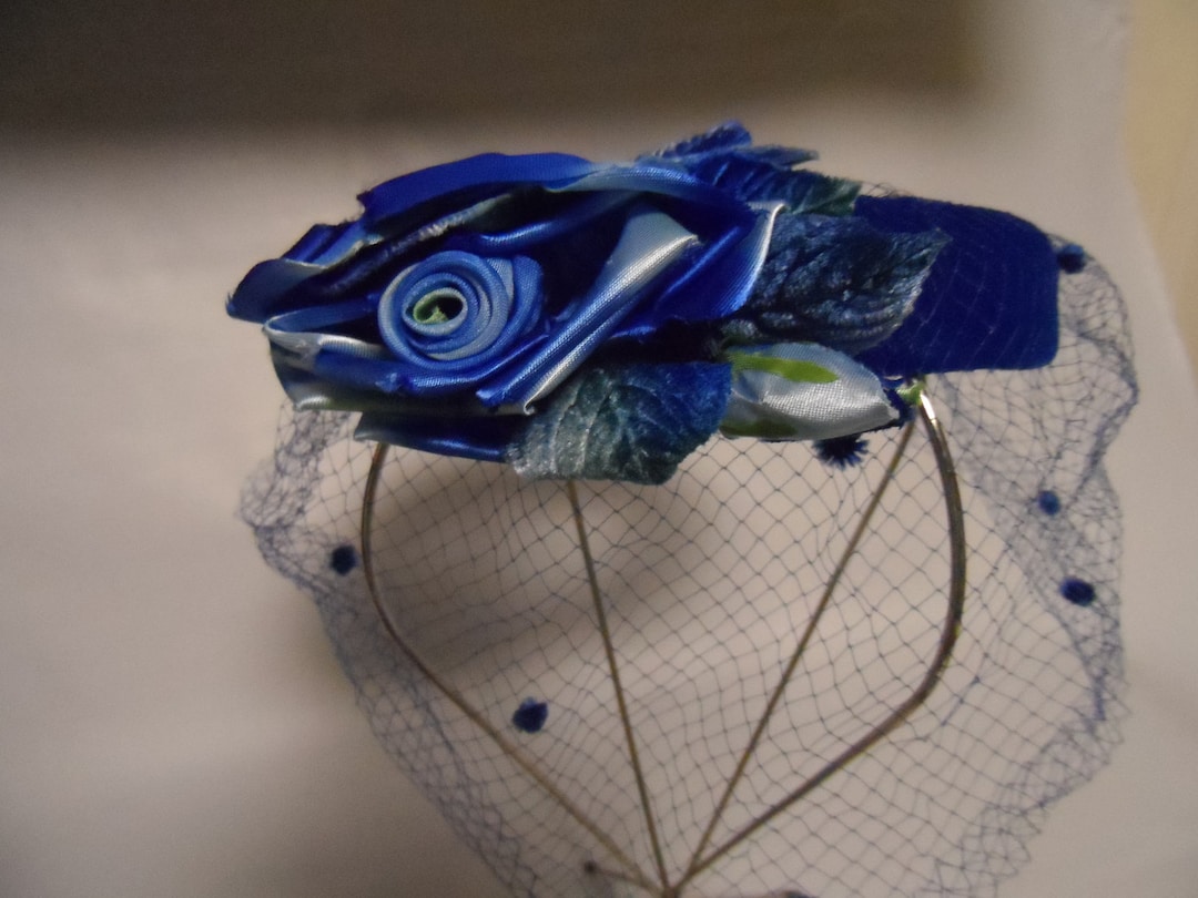 1960s Fascinator Demi Chapeau Whimsy Vintage Sixties Blue  display picture 1
