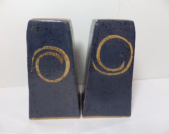 Vintage Studio Pottery Salt & Pepper Shakers Blue