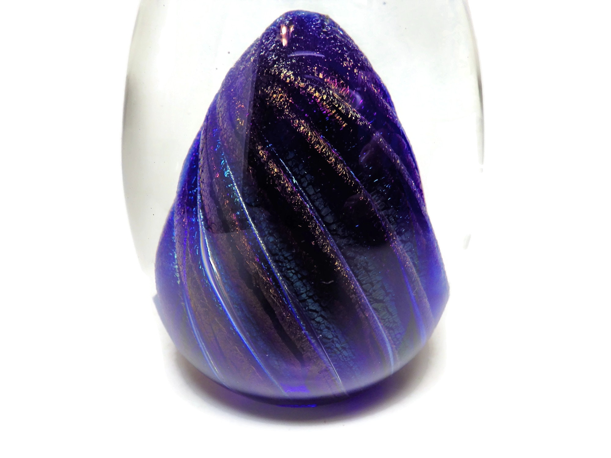 1984 Paperweight ROBERT EICKHOLT Clear Egg Shape Cobalt Blue