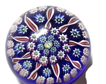 Vintage John Deacons Small Paperweight Red White Blue Green Made in Scotland