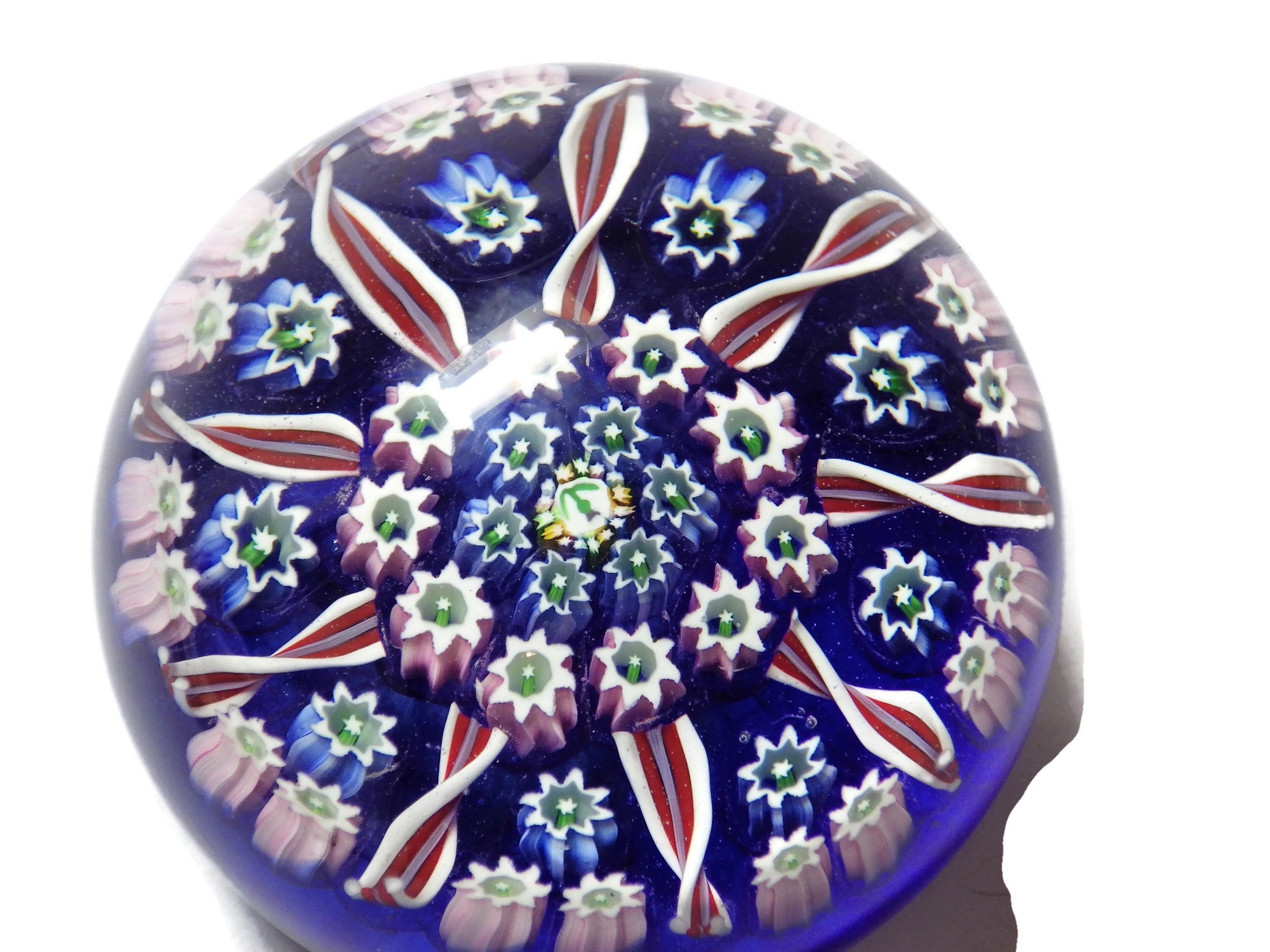 Vintage John Deacons Small Paperweight Red White Blue Green Made