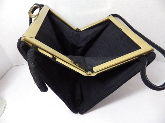 Retro Woman/'s Fashion Accessories 1950s Handbag Vintage Black Felt Handbag Ingber Purse Vintage Bag