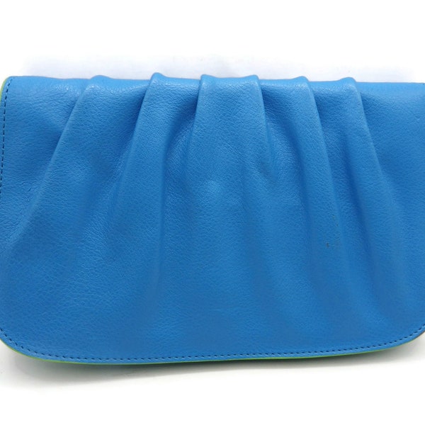 Baekgaard Leather Clutch/ Bright Blue/ Green/ Envelope Style
