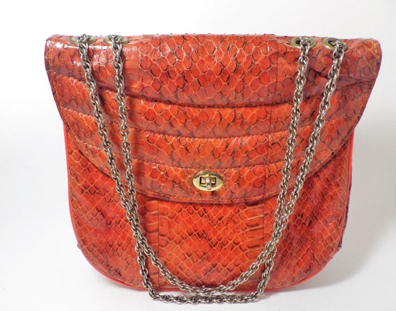 RARE Vintage CHANEL Python Snake Skin Handbag or Clutch