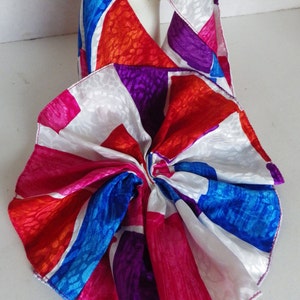 1980s Vintage Scarf by VIKKI Scarf Bow Ruffle Hook and Loop Closure