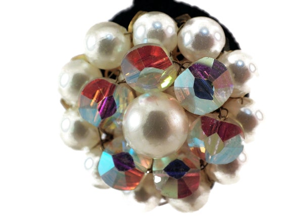 1950s Vintage Marvella Earrings Faux Pearls and F… - image 2