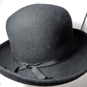 Vintage Black Wool Felt Bowler Hat Maeve Carr&#39;s Made in USA Narrow Brim