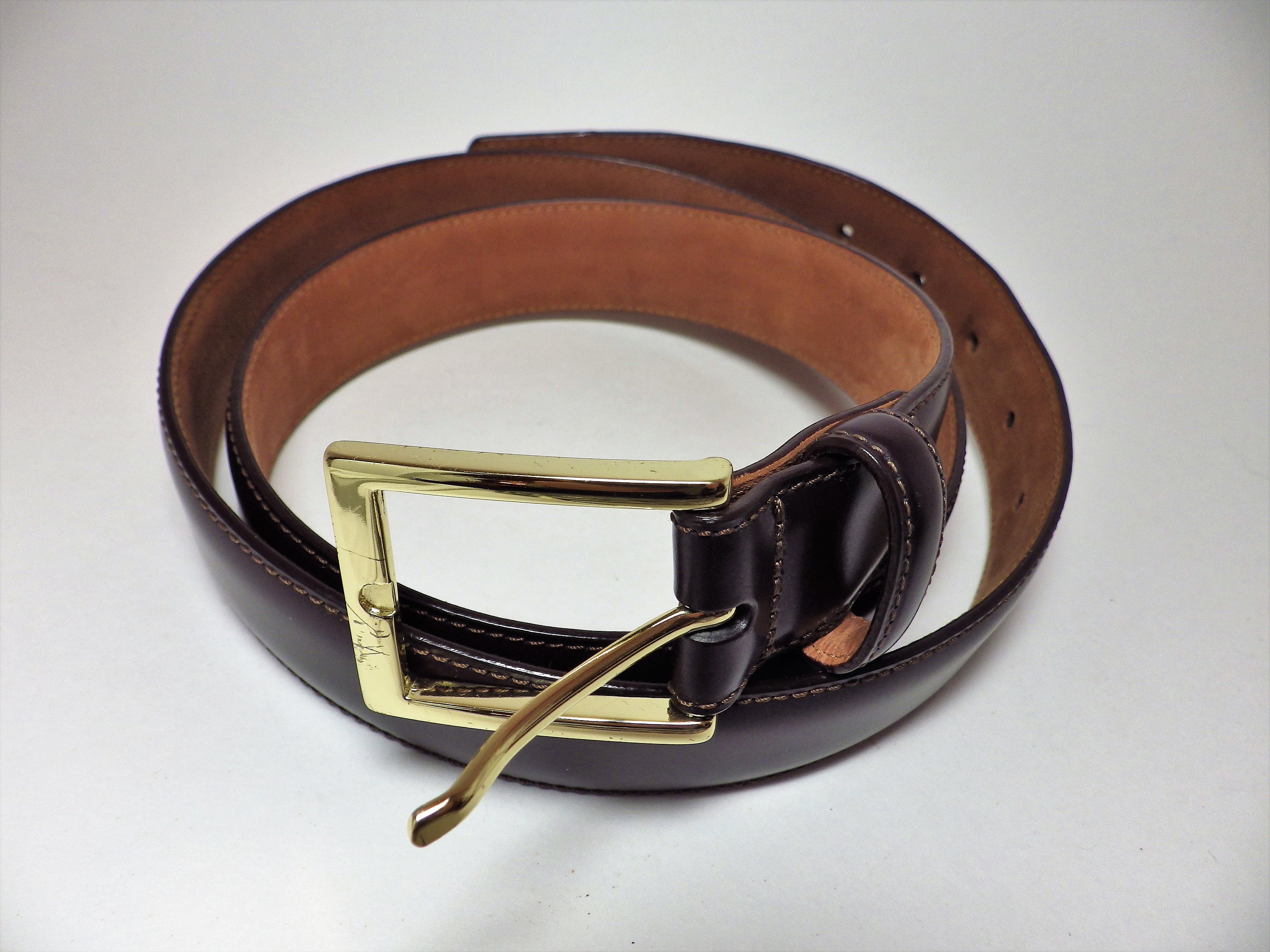 1990s Vintage Brooks Brothers Leather Belt: Dark Brown, Size