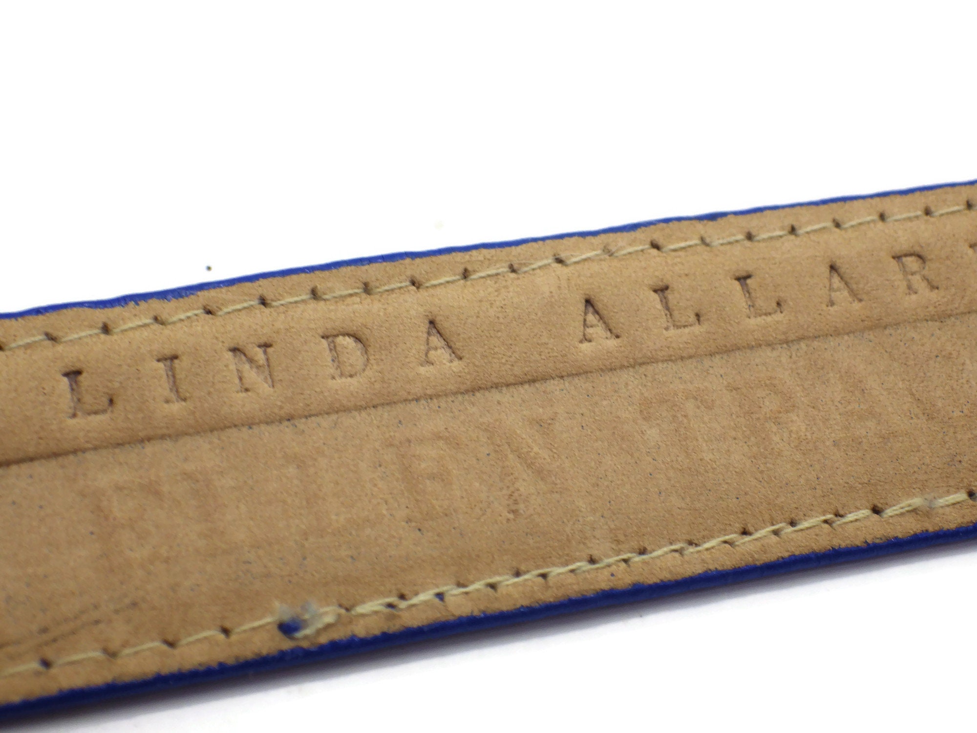 Vintage Linda Allard Belt/ Royal Blue Snakeskin/ Gold Buckle  display picture 2