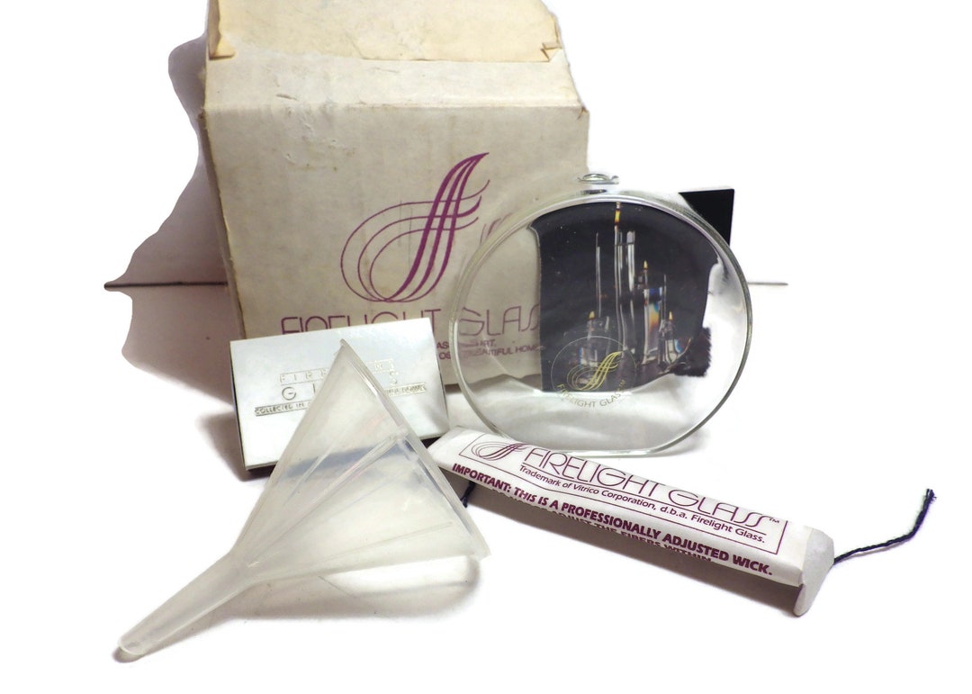 Vintage Firelight Glass 3 Round Oil Lamp Candle Light in Box Etsy