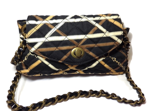 Vintage Talbot's Quilted Bag/ Chain Strap/ Black/… - image 1