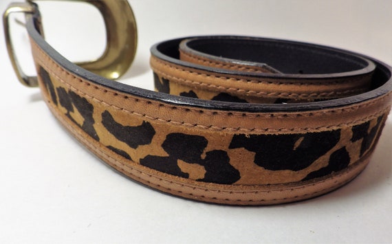 Vintage RITZ Belt Tan Leather and Faux Leopard Size LARGE - Etsy display picture 3