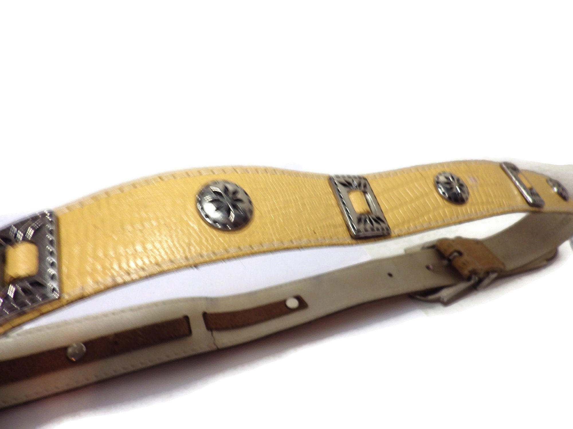 Vintage Milor Genuine Leather Western Boho Belt Gold Buckle S Women main image 2