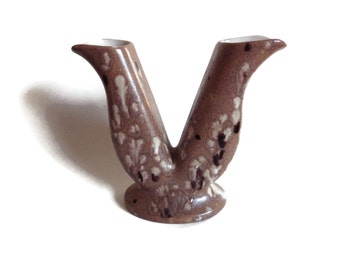 Double Vase/ Mid Century Modern/ Verson Pottery/ Speckled Glaze