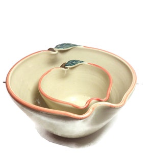 2 Piece Salad Set Serving & 1 Individual Peach Bowls KOVAK Seagrove NC Pottery