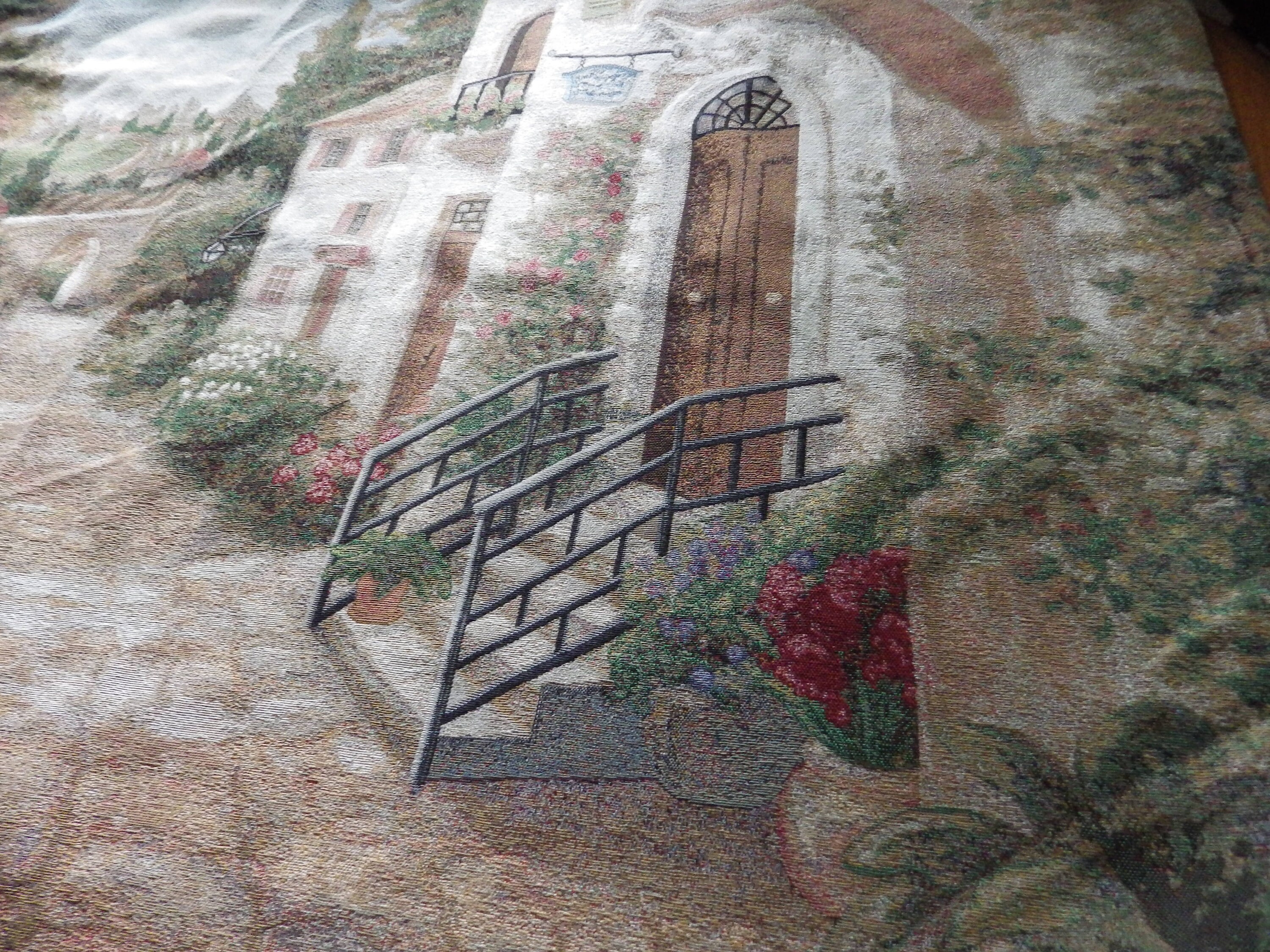 vintage tapestry 街 Medieval Petit Point Tapestry Around 1980 - 1m37hx1m00l - N