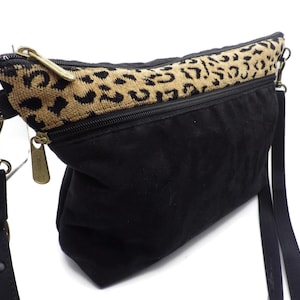 Vintage Danny K of BEverver Hills Geldbörse, Schwarz & Leoparden Wildleder/ Umhängetasche