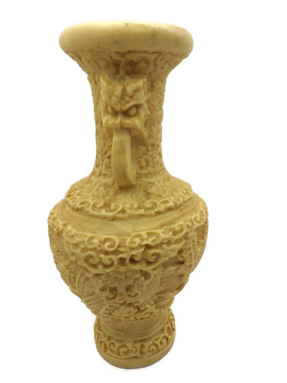 Vintage Carved Vase/ Urn/ Asian Scene/ Made in It… - image 2