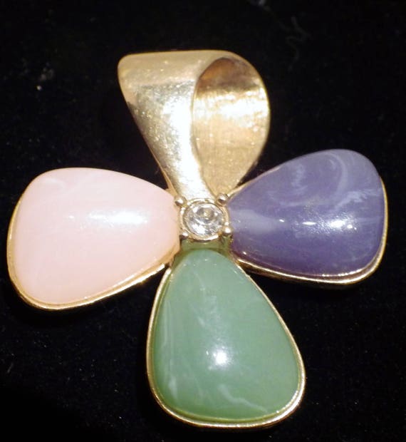 1980s Vintage Pendant Avon Gold Purple Green Pink… - image 2