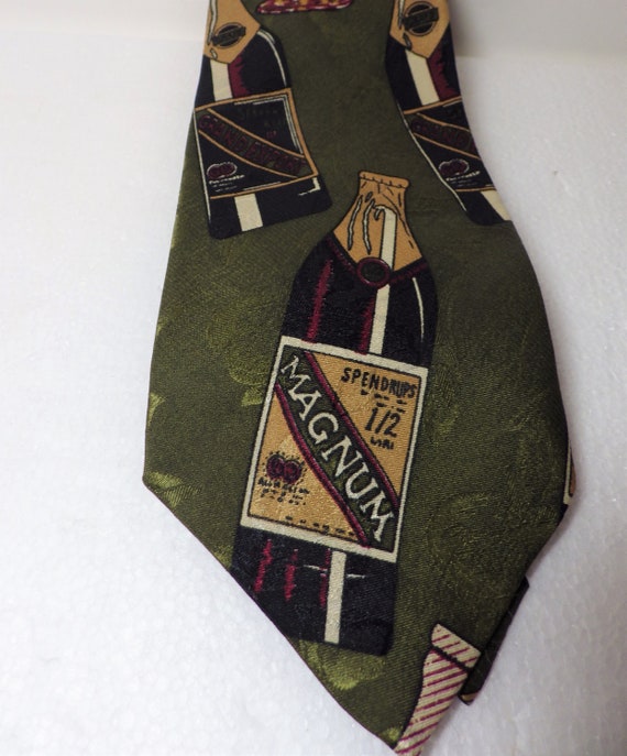 1990s Vintage ENIGMA/ Novelty Necktie/ Hand Made Silk/ Tie/ Beer/ Wine/ Liquor/ Bartender
