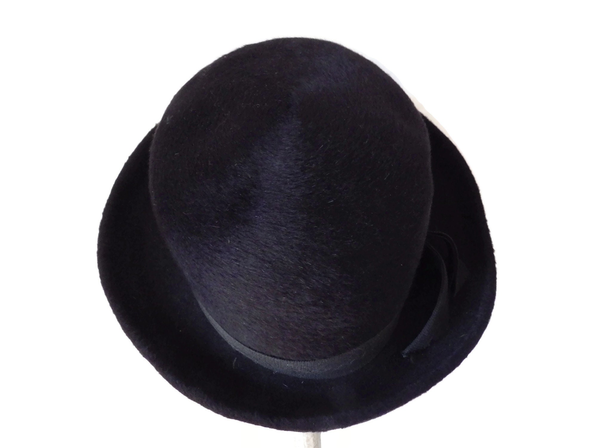 Vintage Black Felted Wool Hat/ Winner Original/ Made in