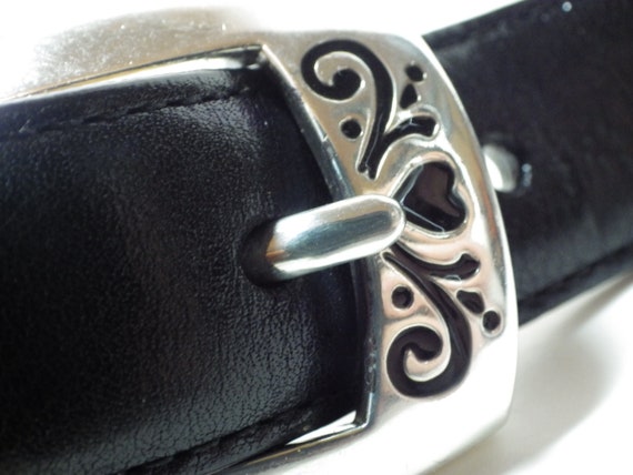 Vintage Brighton Black Leather & Silver Belt Size M/L 32 Vintage 90 main image 2