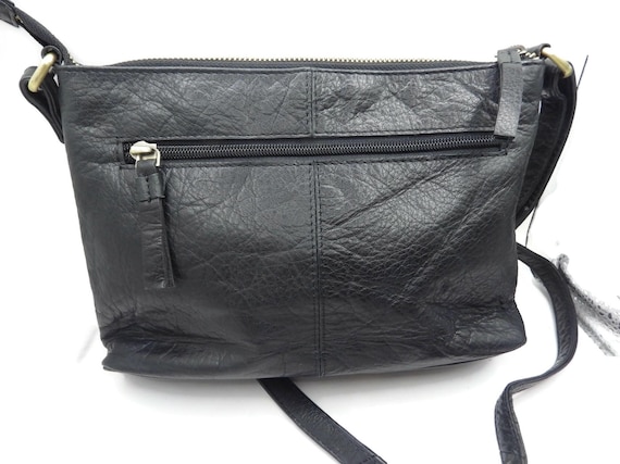バッグ VINTAGE LEATHER SHOULDER BAG BLACK Vintage Black Genuine Leather Shoulder Bag and Crossbody