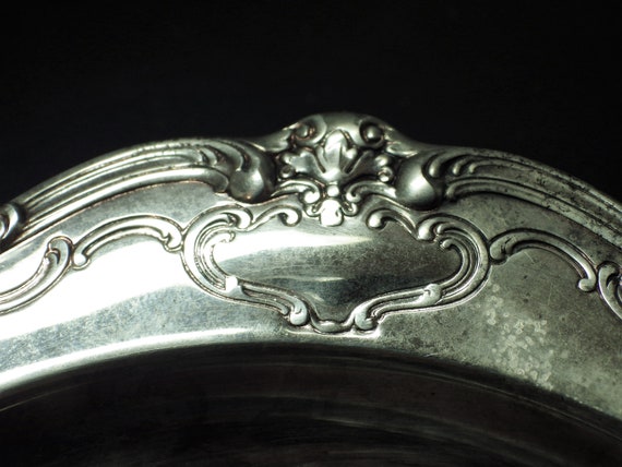 M1314 Antique 1910s 純銀 Gorham ハート型 トレイ Vintage Gorham Silver Plated Pin Dish: Ornate Jewelry Tray (6.25