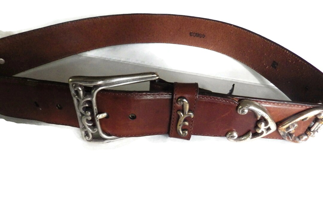 Vintage BRIGHTON Leather Belt/ Brown/ Western Style/ Medium  display picture 1