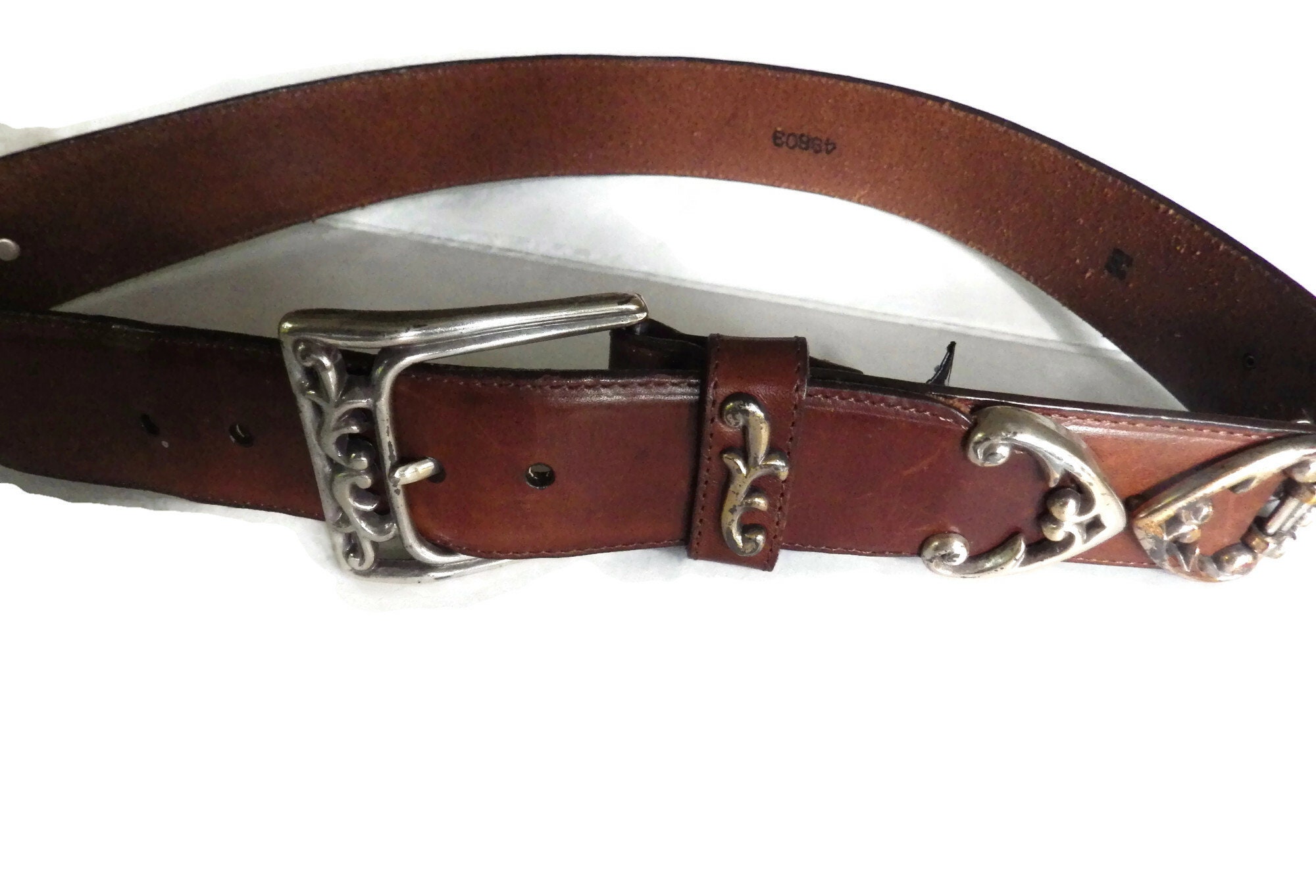 Vintage BRIGHTON Leather Belt/ Brown/ Western Style/ Medium  display picture 2