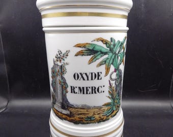 Lefébure Antique Apothecary Jar/ OXYDE MERC/ Made in France