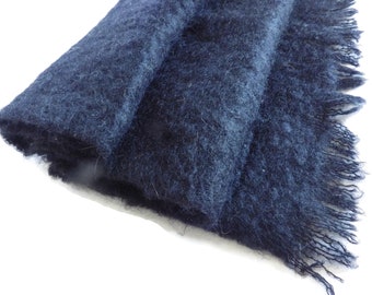 Châle vintage en mohair noir Heather-Brae / Fabriqué en Ecosse