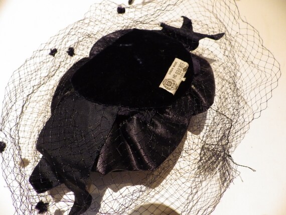 1960s Hat Vintage Fascinator Demi Chapeau Satin R… - image 5