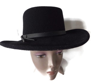 Vintage Fabini New York Black 100% Wool Wide Brim Cloche Hat Ribbon Trim USA Vintage Fabini Peach Felt 100% Wool New York Hat - Etsy main image 3