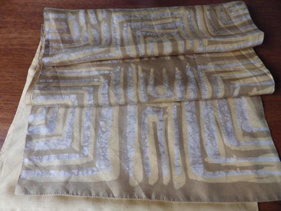 1980s Vintage Silk Scarf: Reversible Batik Print,… - image 2