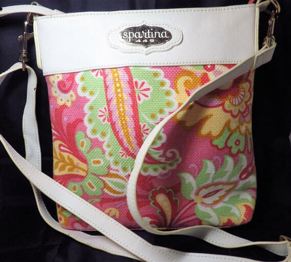 Vintage Spartina 449 Daufuski Island Crossbody Bag Pink Green White Etsy Denmark