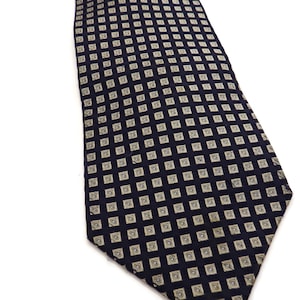 Vintage Saville Row stropdas/alle zijden/marine en zilvergrijs
