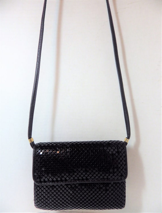 1990s Vintage Whiting & Davis Black Metal Mesh Sh… - image 3