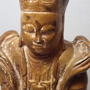vintage Bouddha Statue Figure Plâtre 9.4 H Bouddhisme image 6