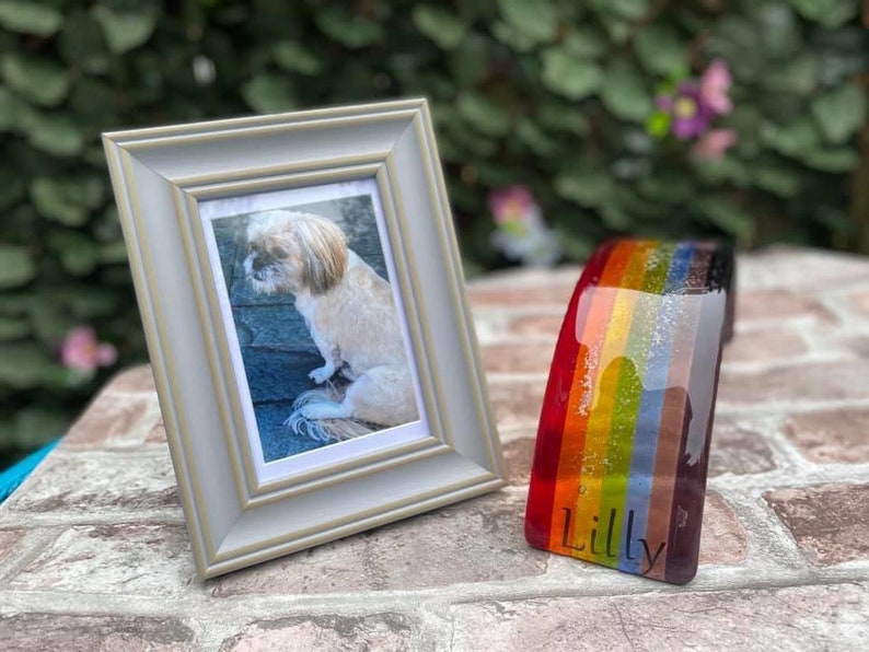 Personalised Pet Memorial Ashes Glass Fused Glass Rainbow Etsy UK