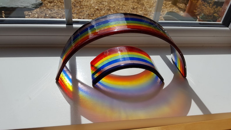 Personalised Pet Memorial Ashes Glass, Fused Glass Rainbow Bridge,  Pet Loss Gift, Dog Memorial, Gifts for Grieving, Rainbow Pet Urn 