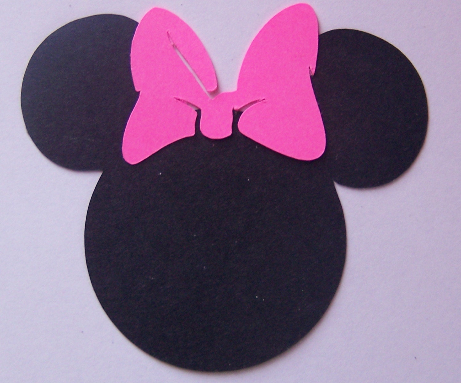 12 black cardstock Minnie Mouse heads with pink or red bow 5 inches. 