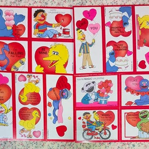 Vintage 1988 Sesame Street Valentine&#39;s Cards | CLEO Big Bird, Grover, Cookie Monster | Unused Muppets Collectibles | 29 Cards