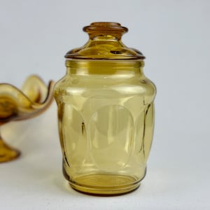 LE Smith Amber Glass Bubble Canister/Jar with Lid
